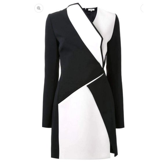 RARE THIERRY MUGLER RUNWAY Bicolor Asymmetric Mini Dress, Size 44 IT, M, NEW - Picture 10 of 11